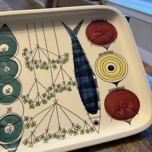 1956 MCM Serving Platter Picknick Rorstrand Sweden Marianne Westman #33 Ovenware - Picture 5 of 11